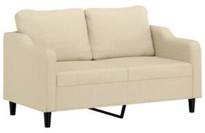 Sofa 2-osobowa z poduszkami, kremowa, 140 cm, tkanina