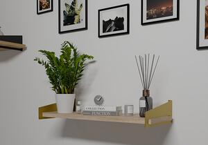 Półka ścienna nad biurko z metalowymi wspornikami złoty + dąb sonoma - Thord 5X