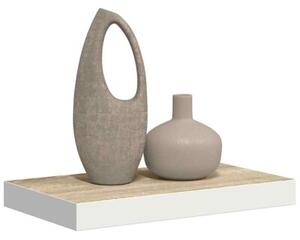 Półka ścienna, kolor dębu i biel, 50x23x3,8 cm, mdf