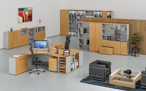 Regał biurowy PRIMO GRAY, 740 x 400 x 420 mm, szary/buk