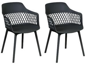 Zestaw 2 krzeseł do jadalni czarny tworzywo sztuczne czarne nogi Almira Beliani