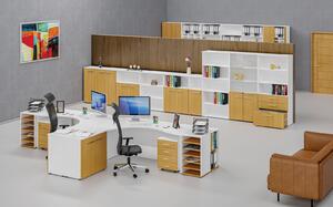 Szafa biurowa z drzwiami PRIMO WHITE, 735 x 800 x 640 mm, biały/buk