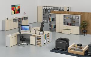 Regał biurowy PRIMO GRAY, 1087 x 400 x 420 mm, szary/brzoza