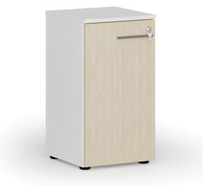 Szafa biurowa niska z drzwiami PRIMO WHITE, 740 x 400 x 420 mm, biały/wiśnia