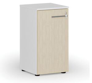 Szafa biurowa niska z drzwiami PRIMO WHITE, 740 x 400 x 420 mm, biały/brzoza