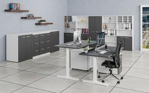 Szafa biurowa z drzwiami PRIMO WHITE, 3 półki, 1335 x 800 x 640 mm, biały/grafit