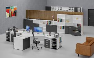 Szafa biurowa z drzwiami PRIMO WHITE, 740 x 800 x 420 mm, biały/grafit