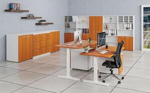 Szafa biurowa z drzwiami PRIMO WHITE, 3 półki, 1335 x 800 x 640 mm, biały/wiśnia