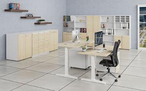 Szafa biurowa z drzwiami PRIMO WHITE, 2 półki, 1027 x 800 x 640 mm, biały/dąb naturalny