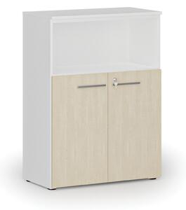 Szafa biurowa kombinowana PRIMO WHITE, 1087 x 800 x 420 mm, biały/buk