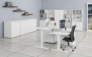 Szafa biurowa kombinowana PRIMO WHITE, drzwi na 2 poziomach, 2128 x 800 x 420 mm, biała