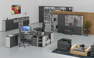 Regał biurowy PRIMO GRAY, 1087 x 800 x 420 mm, szary/wenge