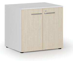 Szafa biurowa z drzwiami PRIMO WHITE, 735 x 800 x 640 mm, biały/wiśnia