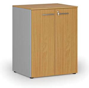 Szafa biurowa z drzwiami PRIMO GRAY, 2 półki, 1027 x 800 x 640 mm, szary/buk