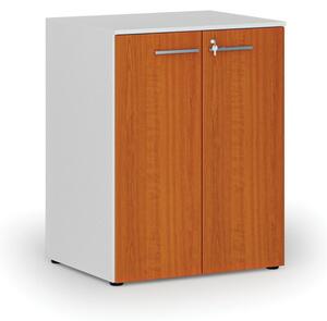 Szafa biurowa z drzwiami PRIMO WHITE, 2 półki, 1027 x 800 x 640 mm, biały/wiśnia