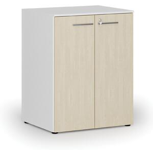 Szafa biurowa z drzwiami PRIMO WHITE, 2 półki, 1027 x 800 x 640 mm, biały/brzoza