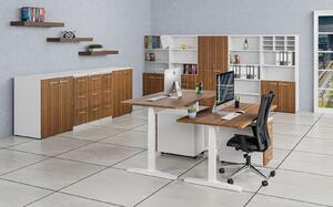 Szafa biurowa z drzwiami PRIMO WHITE, 1087 x 800 x 420 mm, biały/orzech