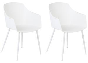 Minimalistyczny zestaw 2 krzeseł plastikowych białe metalowe nogi biały Fonda Beliani