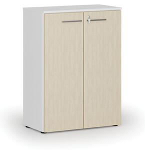Szafa biurowa z drzwiami PRIMO WHITE, 1087 x 800 x 420 mm, biały/brzoza