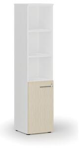 Szafa biurowa kombinowana PRIMO WHITE, drzwi na 2 poziomach, 1781 x 400 x 420 mm, biały/brzoza