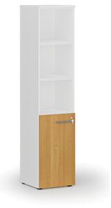 Szafa biurowa kombinowana PRIMO WHITE, drzwi na 2 poziomach, 1781 x 400 x 420 mm, biały/buk