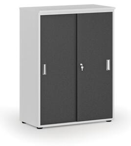 Szafa biurowa z drzwiami przesuwnymi PRIMO WHITE, 1087 x 800 x 420 mm, biały/grafit