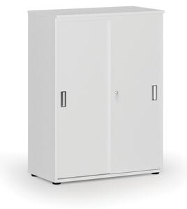 Szafa biurowa z drzwiami przesuwnymi PRIMO WHITE, 1087 x 800 x 420 mm, biały