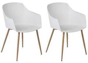 Zestaw 2 krzeseł plastikowych jasne drewno metalowe nogi białe Fonda II Beliani