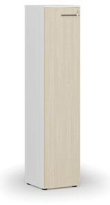 Szafa biurowa wąska PRIMO WHITE, 1781 x 400 x 420 mm, biały/dąb naturalny