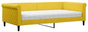 Sofa z materacem do spania, żółta, 100x200 cm, aksamit