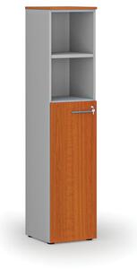 Szafa biurowa kombinowana PRIMO GRAY, drzwi na 3 poziomach, 1781 x 400 x 420 mm, szary/wiśnia