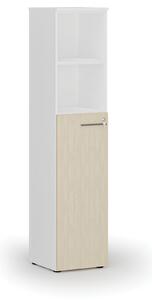Szafa biurowa kombinowana PRIMO WHITE, drzwi na 3 poziomach, 1781 x 400 x 420 mm, biały/wiśnia