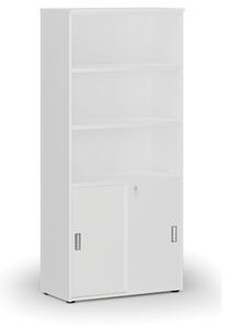 Szafa biurowa kombinowana PRIMO WHITE, drzwi przesuwne na 2 poziomach, 1781 x 800 x 420 mm, biały