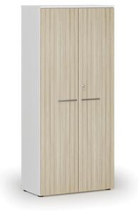 Szafa biurowa z drzwiami PRIMO WHITE, 1781 x 800 x 420 mm, biały/dąb naturalny