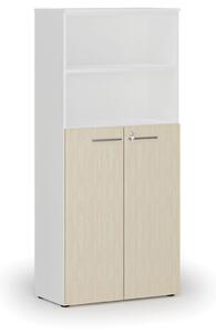 Szafa biurowa kombinowana PRIMO WHITE, drzwi na 3 poziomach, 1781 x 800 x 420 mm, biały/wenge