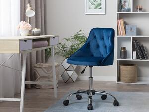 Nowoczesne niebieskie welurowe krzesło biurowe pikowane regulowana wysokość Parrish Beliani