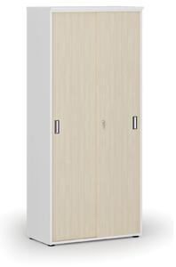 Szafa z drzwiami przesuwnymi PRIMO WHITE, 1781 x 800 x 420 mm, biały/buk