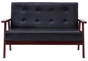 Sofa, 2-osobowa czarna, sztuczna skÃ³ra