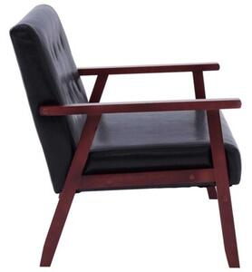 Sofa, 2-osobowa czarna, sztuczna skÃ³ra