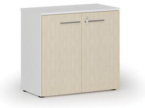 Szafa biurowa z drzwiami PRIMO WHITE, 740 x 800 x 420 mm, biały/brzoza