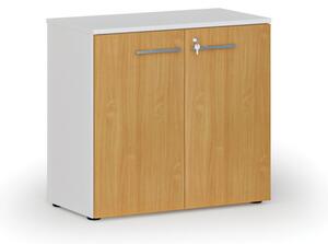 Szafa biurowa z drzwiami PRIMO WHITE, 740 x 800 x 420 mm, biały/buk