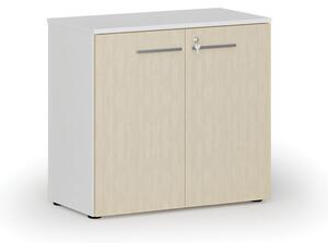 Szafa biurowa z drzwiami PRIMO WHITE, 740 x 800 x 420 mm, biały/brzoza