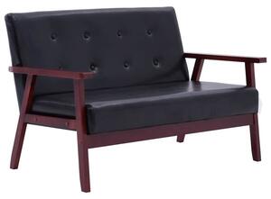 Sofa, 2-osobowa czarna, sztuczna skÃ³ra