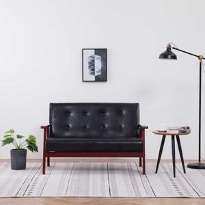 Sofa, 2-osobowa czarna, sztuczna skÃ³ra