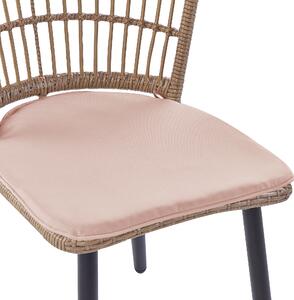 Zestaw z technorattanu stół i krzesła dla 6 osób do ogrodu z poduchami różowy Aliano Beliani