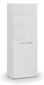 Szafa biurowa kombinowana PRIMO WHITE, drzwi na 3 poziomach, 2128 x 800 x 420 mm, biały