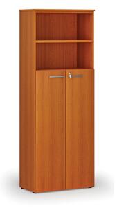 Szafa biurowa kombinowana PRIMO WOOD, 4-poziomowe drzwi, 2128 x 800 x 420 mm, wiśnia