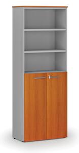 Szafa biurowa kombinowana PRIMA GRAY, drzwi na 3 poziomach, 2128 x 800 x 420 mm, szary/wiśnia