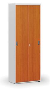 Szafa biurowa z drzwiami przesuwnymi PRIMO WHITE, 2128 x 800 x 420 mm, biały/wiśnia
