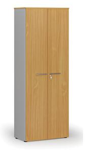 Szafa biurowa z drzwiami PRIMO GRAY, 2128 x 800 x 420 mm, szary/buk